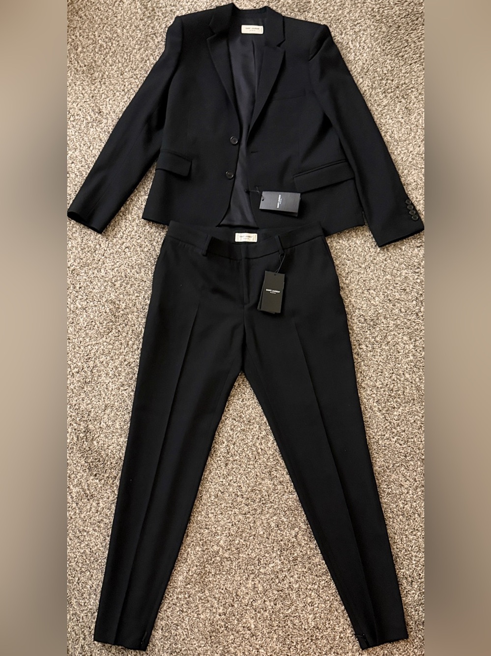 Saint Laurent Black Blazer with Pants Suit Set YSL Size 40